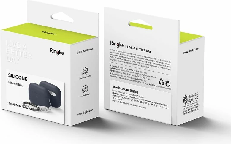 Ovitek za AirPods Pro/Pro 2 Ringke, silikonski, temno moder, z karabinom