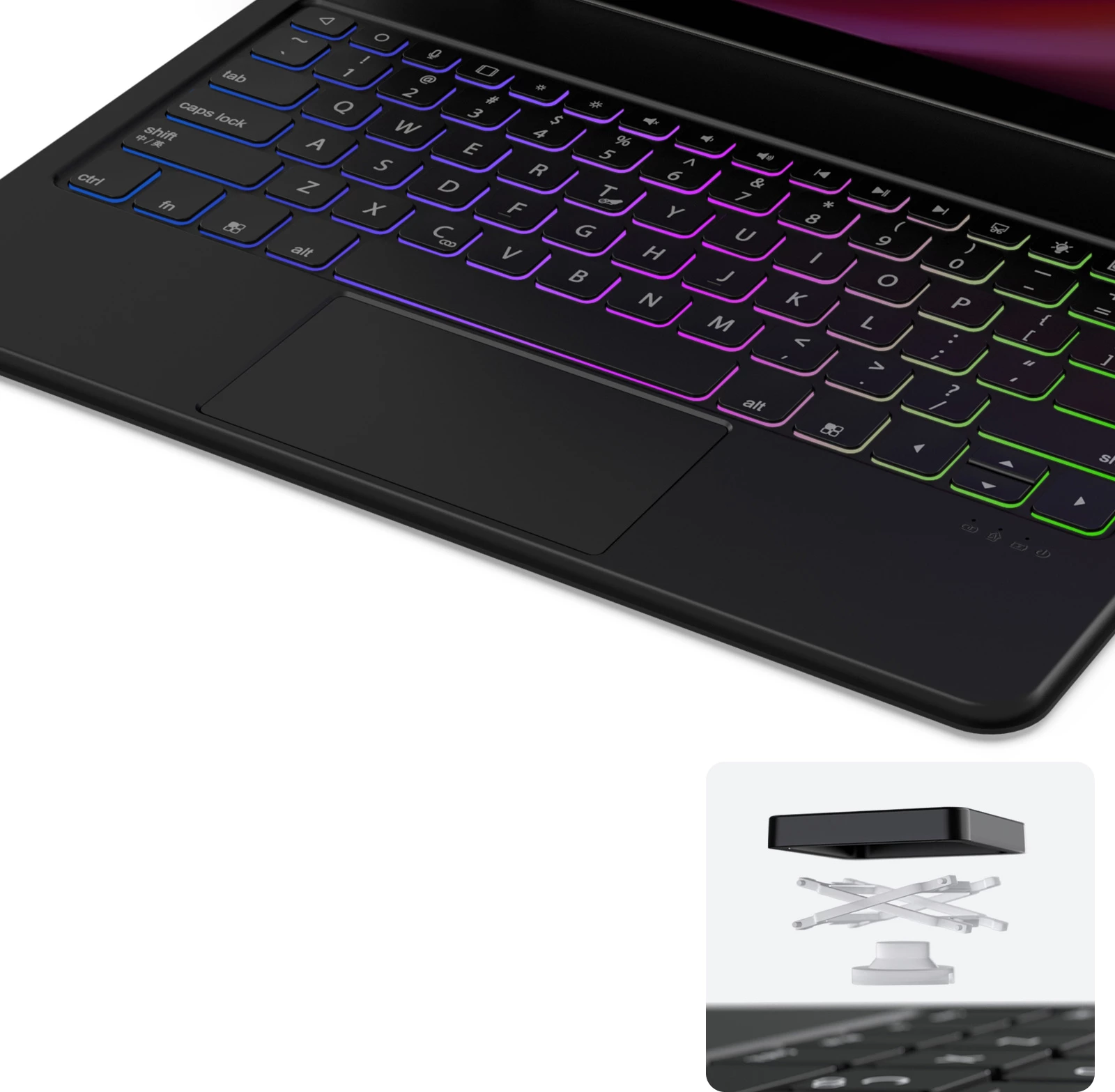 Ovitek z Bluetooth tipkovnico Dux Ducis MK Series za Samsung Galaxy Tab S9+, S8+, S7+, črn