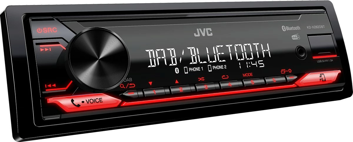 Avtoradio JVC KD-X282DBT, Bluetooth, USB, črn