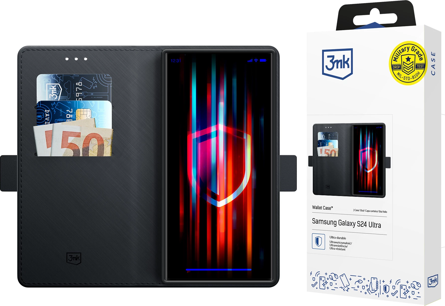 Ovitek za telefon 3mk Wallet Case za Samsung Galaxy S24 Ultra, črn