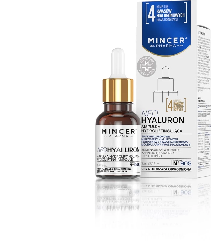 Ampula za obraz za ženske NeoHyaluron Hydrolifting No.905, Mincer Pharma, 15 ml