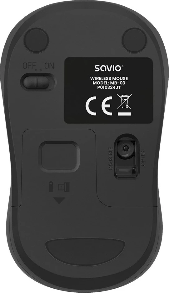Brezžični miš SAVIO MB-03, Bluetooth, za pisarno, črn