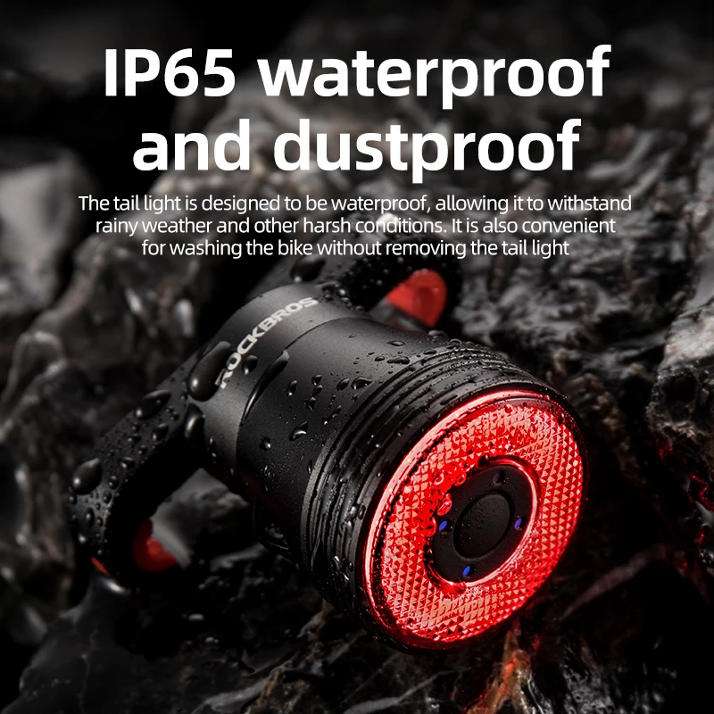 Zadnja kolesarska luč z inteligentnim zavorjenjem Rockbros Q5, črna