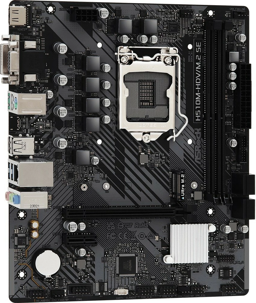 Matična plošča ASRock H510M-HDV/M.2 SE, LGA1200, micro ATX, črna