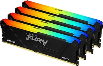 RAM pomnilnik FURY Beast RGB Kingston 64GB (4x16GB) DDR4 3600MT/s