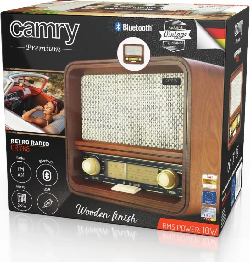 Retro radio z lesenim ohišjem Adler Camry CR 1188