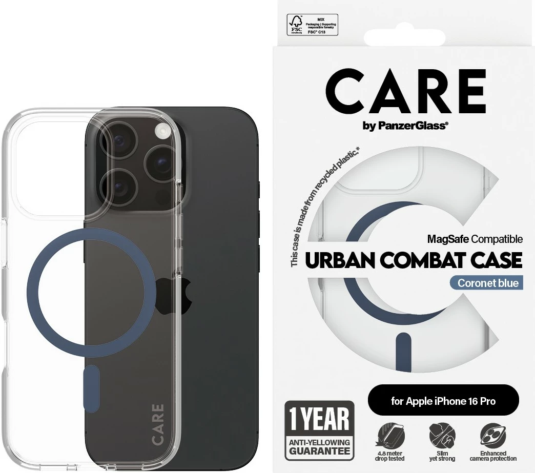 Prozoren zaščitni ovoj PanzerGlass CARE Case Flagship MagSAFE za iPhone 16 Pro