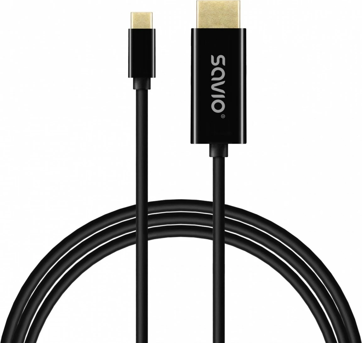 USB-C na HDMI kabel Savio CL-190, 1 m, črn