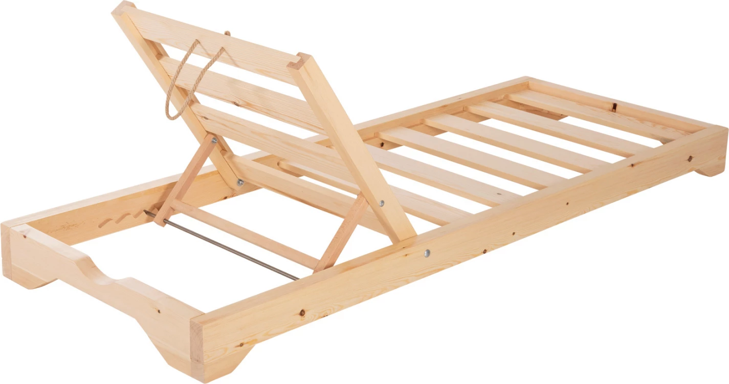 Profesionalni ležalnik za plažo IKARIA FH6115.01 iz borovega lesa v naravni barvi 80x208x32-100Hcm