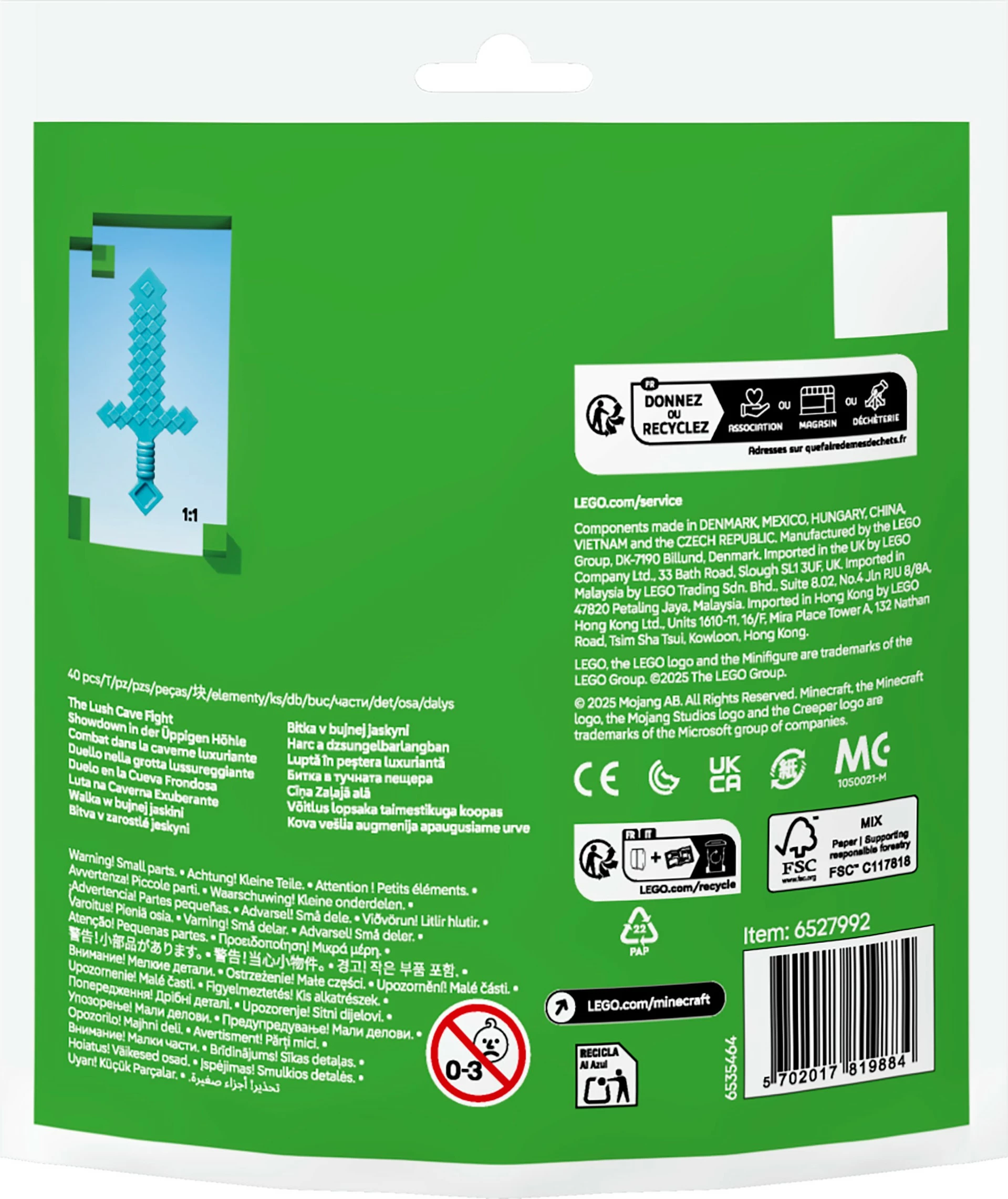 Gradbeni komplet Minecraft 30705, 40 delov, večbarven