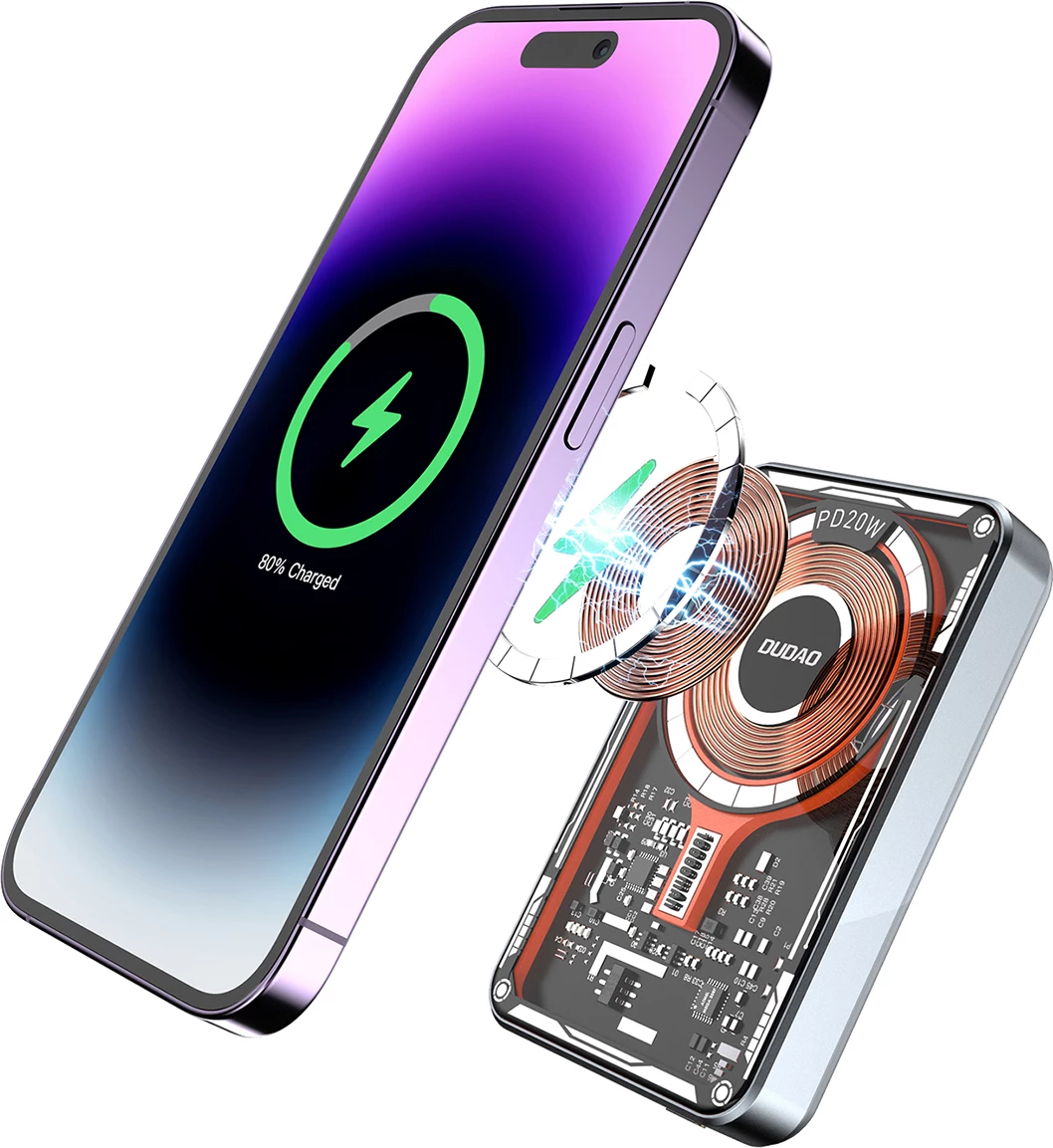 Power bank Dudao TGK1, 10000 mAh, MagSafe brezžično, 20 W, črn