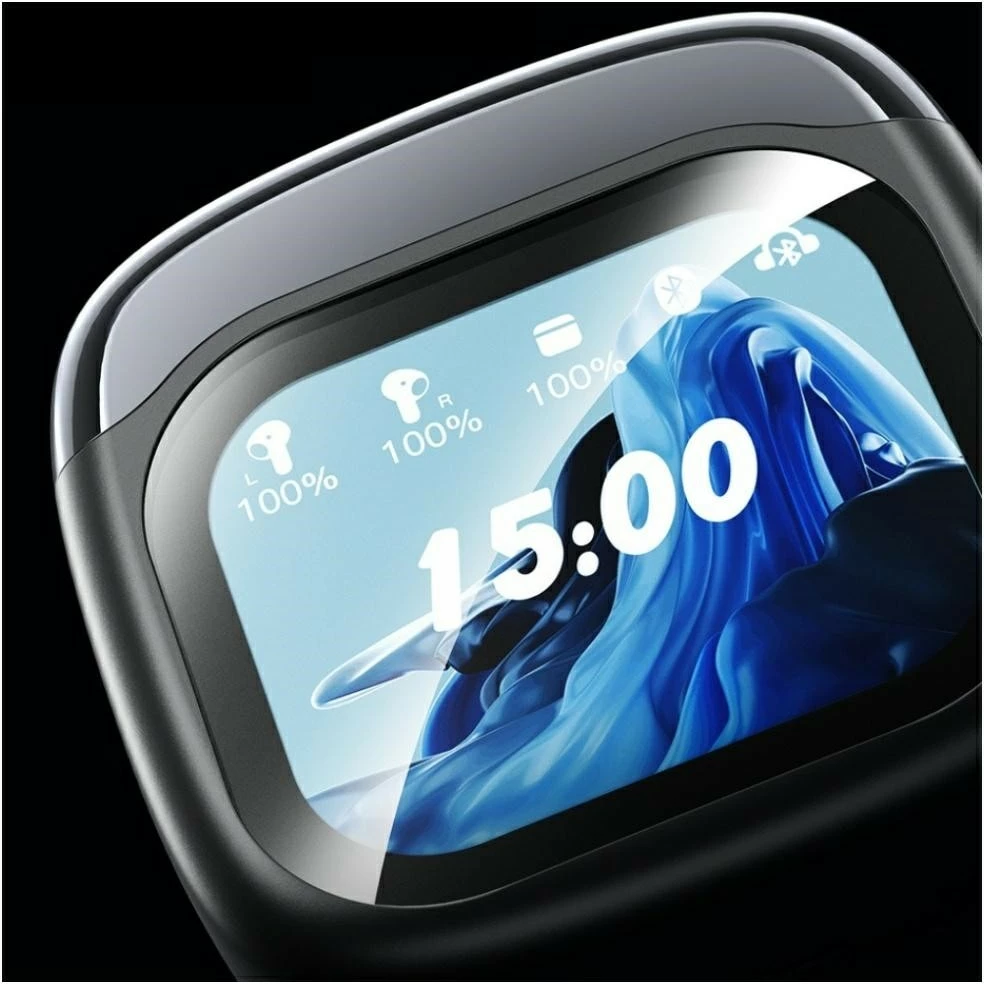 Brezžične TWS slušalke AWEI TP100, Bluetooth 5.4, ENC, polnilni etui z LCD zaslonom, 20 h, črn