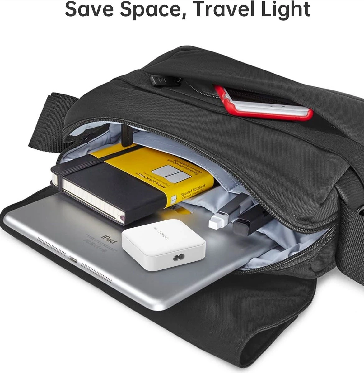 Stenski polnilec Choetech PD8008, 100W, 2x USB-C, 2x USB-A, bel