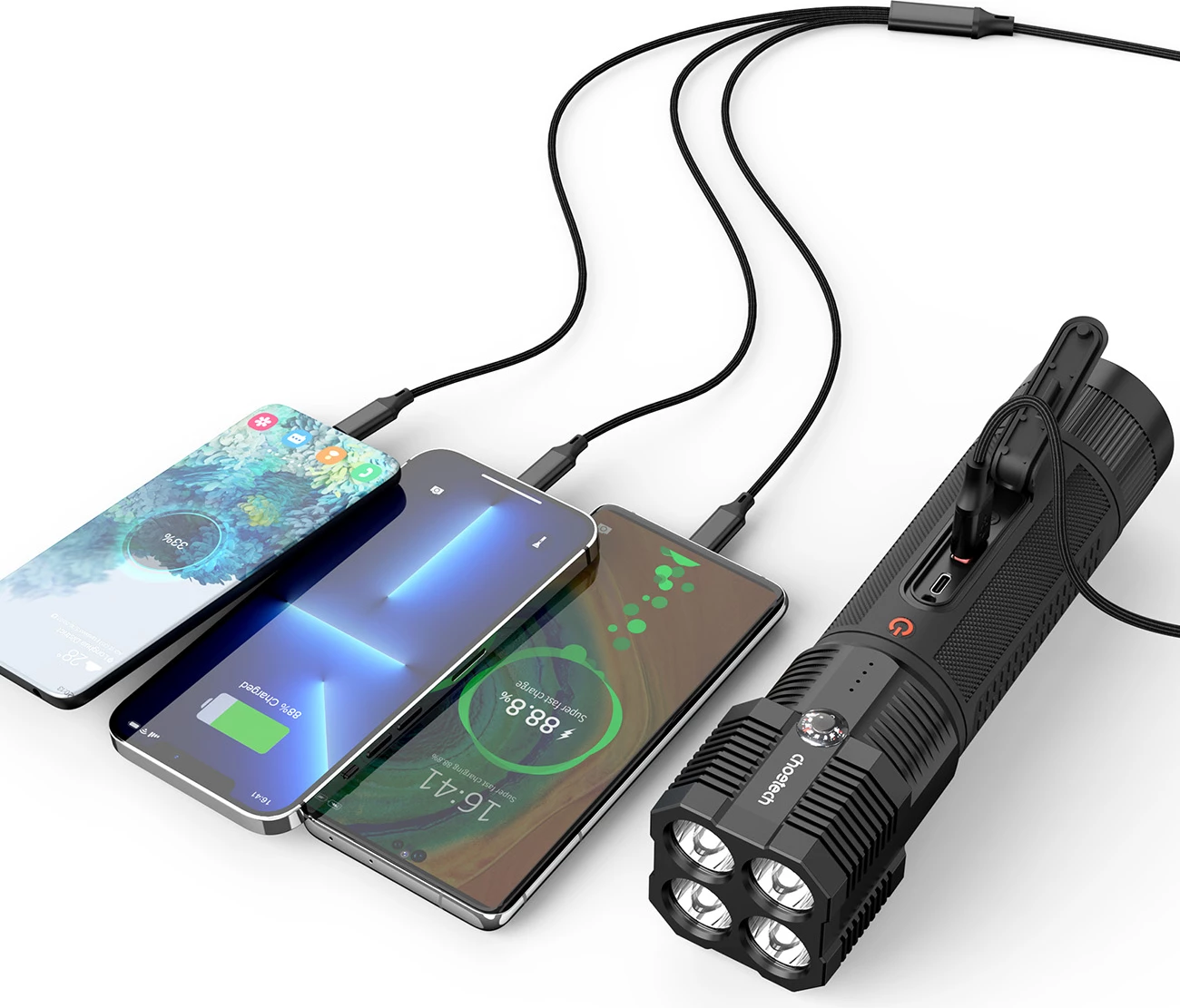 Startni pomoč Choetech TC0016, powerbank 8000 mAh, LED ročna svetilka, črn