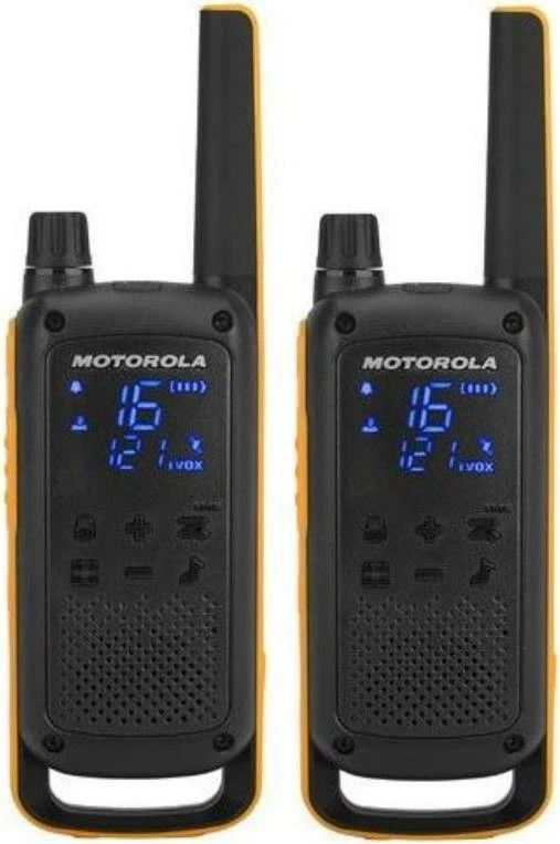Radijska postaja PMR446 za prostoročno komunikacijo, Motorola T82 Extreme, 16 kanalov, set 2 kosa, črno/oranžna