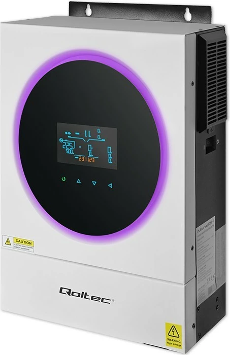 Hibridni solarni inverter 6kVA/6kW, MPPT 120A, Wi‑Fi, LCD, BMS, črno/belo, Qoltec 53873