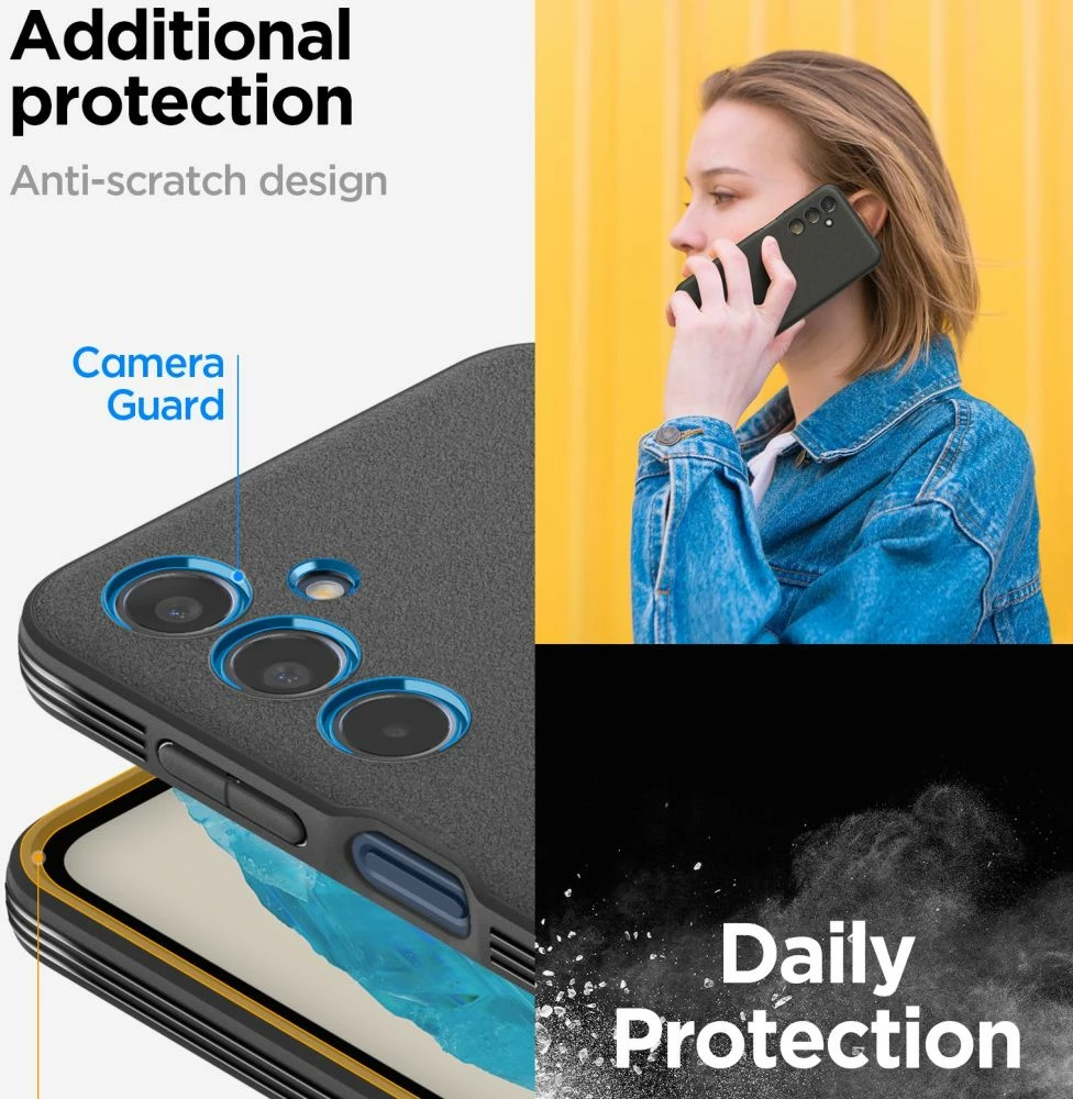 Ovitek za telefon Spigen Essential SandBlast za Samsung Galaxy M35 5G, črn