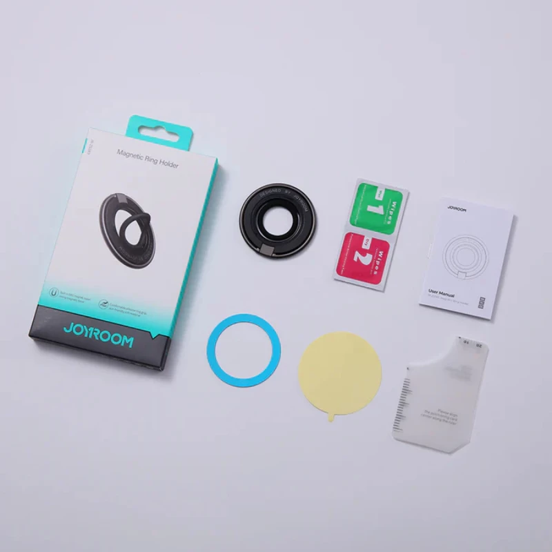 Magnetni nosilec MagSafe, prstan za prst, združljiv z iPhone 12–15 in telefoni 4,7–7", se spremeni v stojalo Joyroom JR‑ZS383, črn