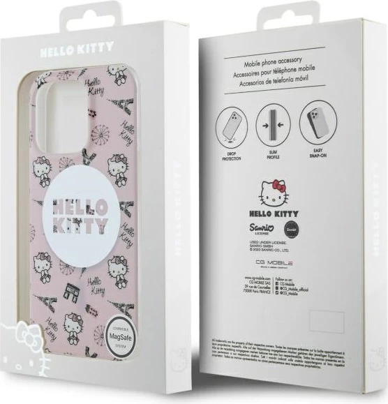 Ovitek za telefon Hello Kitty IML All Over Paris MagSafe za iPhone 16 Pro Max, roza