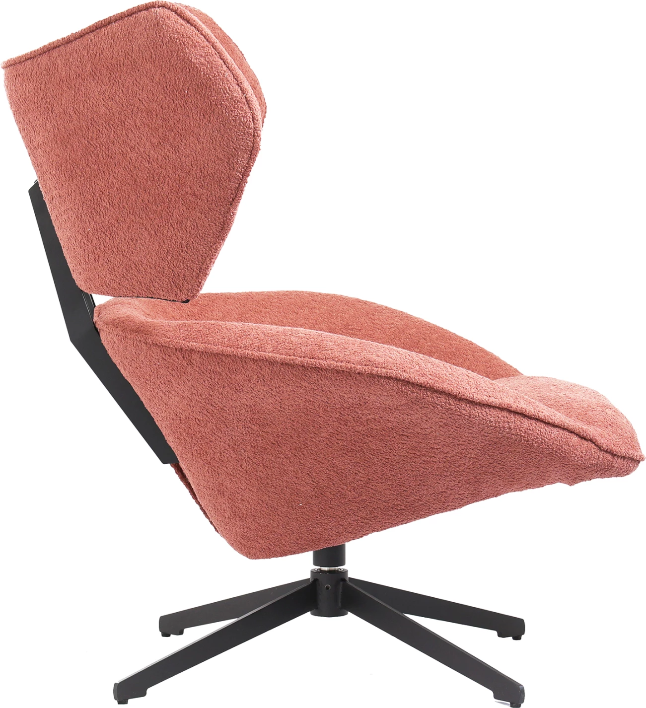 Vrtljivi naslanjač BRYLL FH9597.02 roza boucle-črna kovinska osnova 86x90x97Hcm