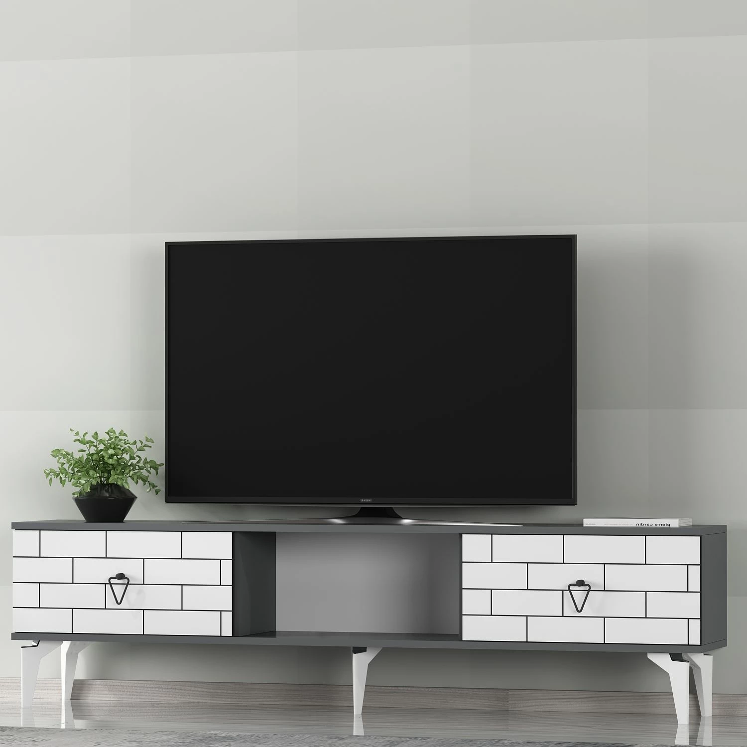 Komoda za TV, antracit in bela, Skye Decor Varna