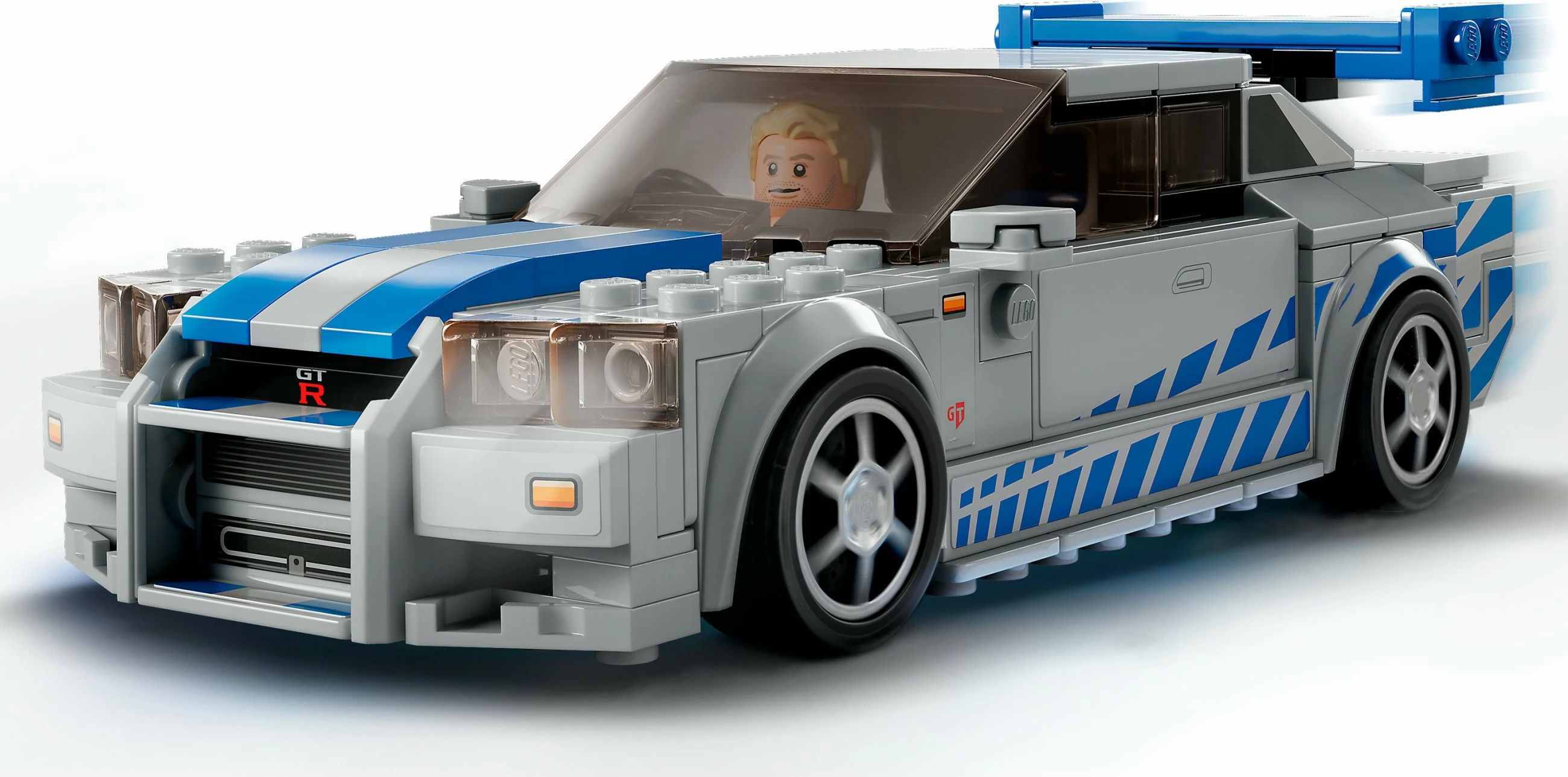 Komplet za sestavljanje Nissan Skyline GT-R (R34), LEGO Speed Champions 76917, 2 Fast 2 Furious, sivo/modro