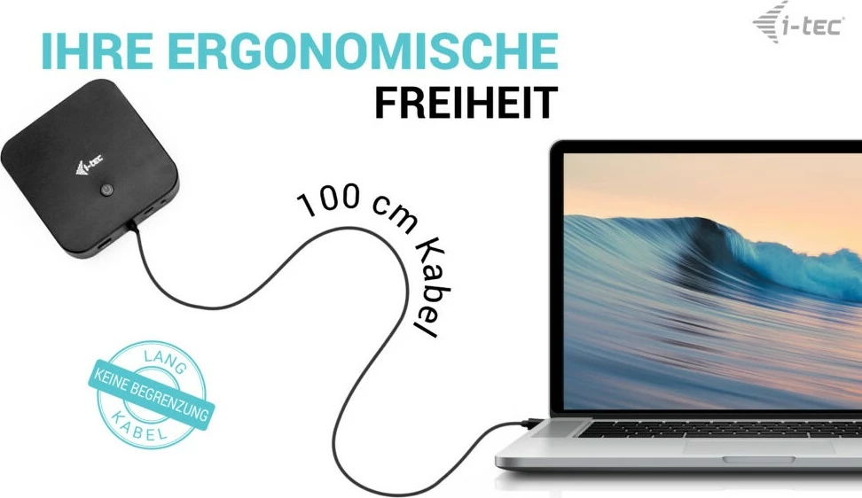 Napredna docking postaja USB-C HDMI Dual DP, 100W, z univerzalnim adapterjem, I-Tec, črna