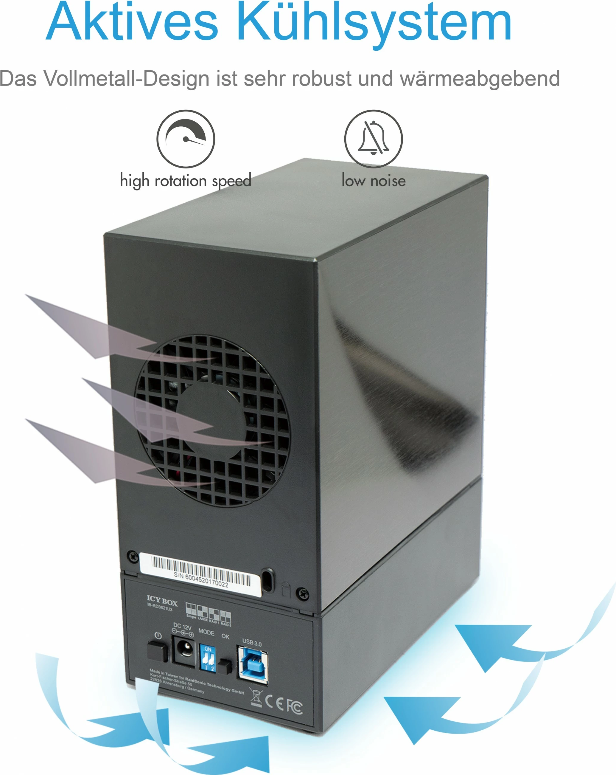 Zunanji ohišje ICY BOX IB-RD3621U3, 2x 3,5", USB 3.0, RAID, črno