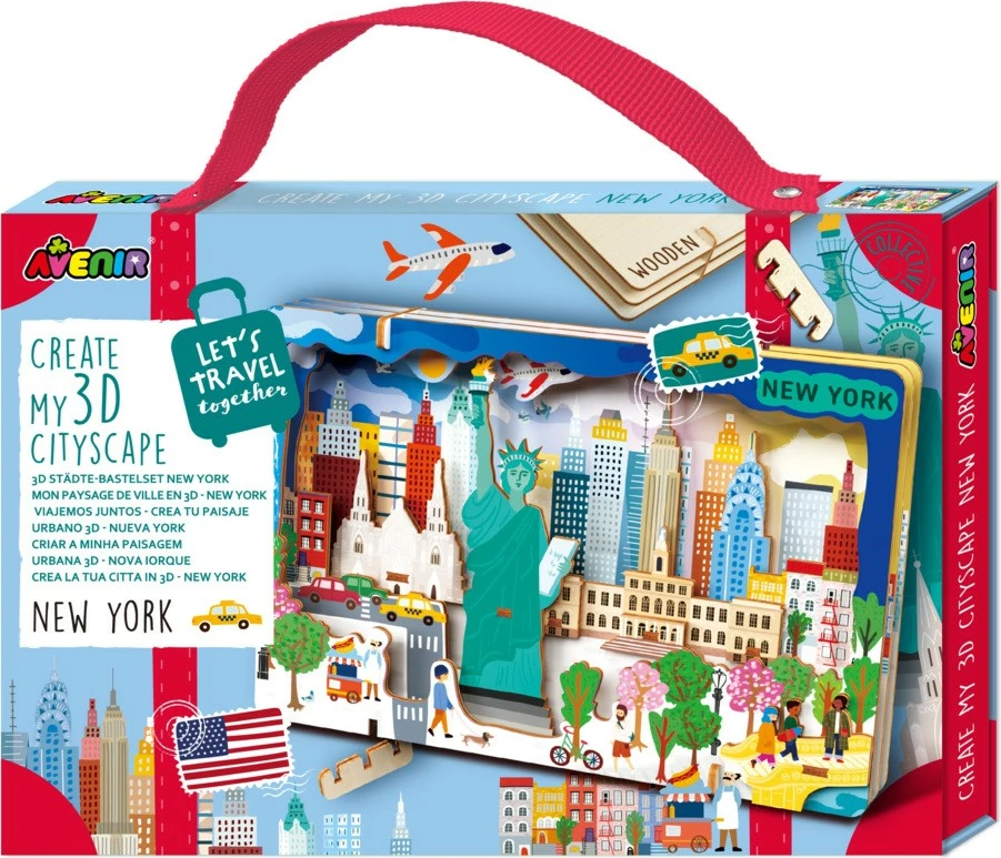 3D sestavljanka iz lesa Ustvarite mestni prizor New York, MG DYSTRYBUCJA, za otroke