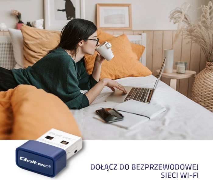 Brezžični WiFi in Bluetooth USB adapter Qoltec 57007, Navy