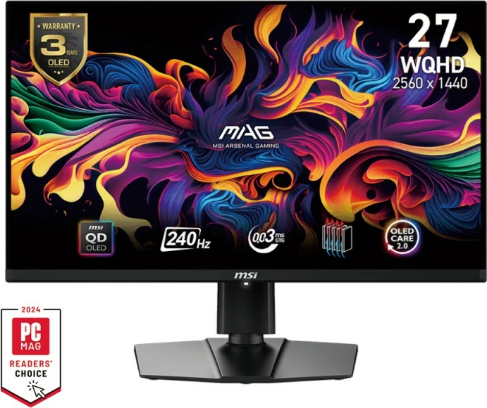 27-palčni QD-OLED monitor MSI MAG 271QPXDE, WQHD, črn