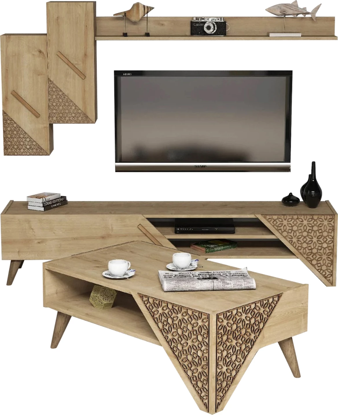 Sestava dnevne sobe FH11849.01 2 kosa melamin v naravnem hrastu