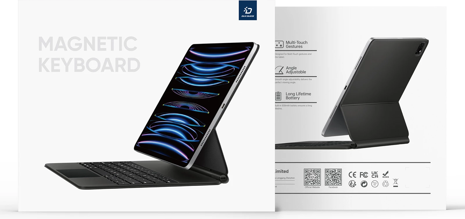 Ovitek z Bluetooth tipkovnico Dux Ducis MK Series za Samsung Galaxy Tab S9+, S8+, S7+, črn