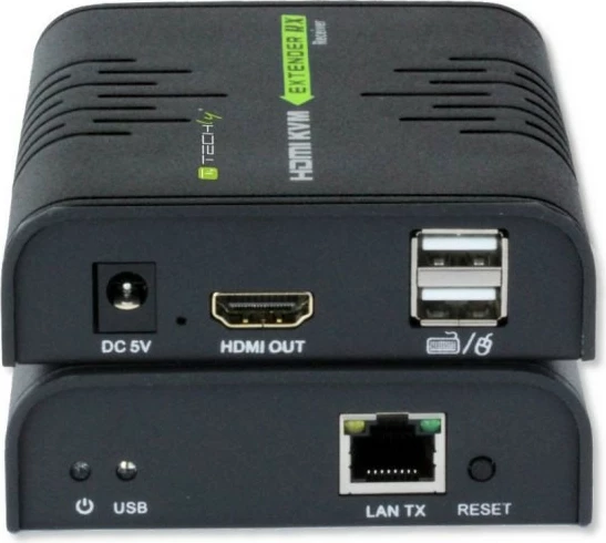 KVM podaljševalnik HDMI in USB, 120 m, črn, Techly 028214, komplet