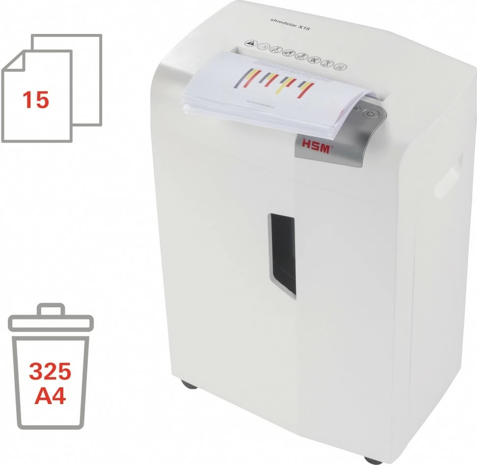 Uničevalec dokumentov HSM shredstar X15, 26 L, prečni rez 4x37 mm, bel