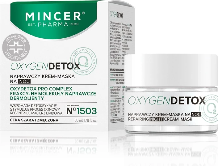 Nočna kremna maska za ženske Mincer Pharma Oxygen Detox Repair št. 1503, 50 ml