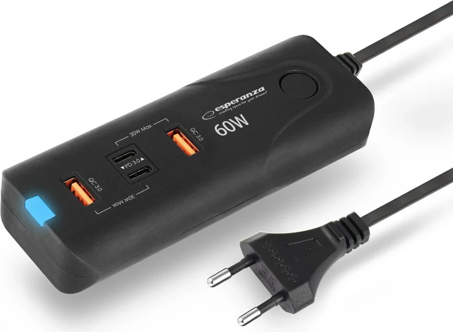 Hitro polnilo, Esperanza EZC109, 60W, črno