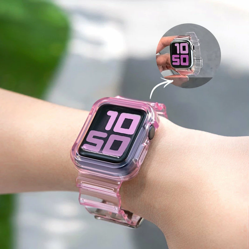 Zaščitni ovitek in pašček Hurtel za Apple Watch 42mm, rožnat