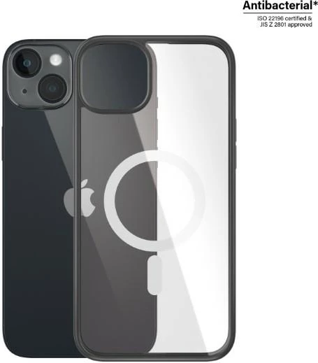 Ovitek za telefon z MagSafe, PanzerGlass ClearCase za iPhone 14 Plus / 15 Plus, prozoren in črn