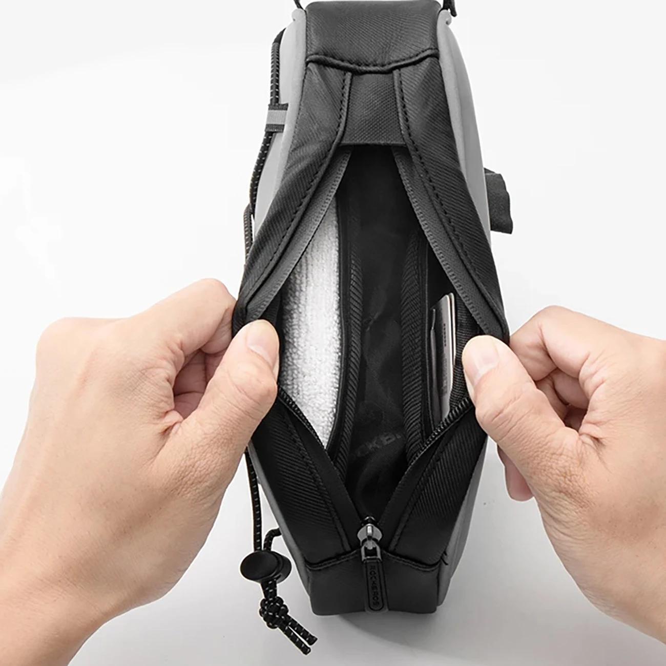 Kolesarska okvirna torbica Rockbros 3012010901, 0,9 l, srebrna