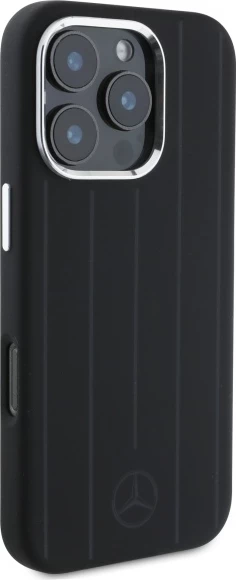 Silikonski ovitek z navpičnimi črtami za iPhone 16 Pro 6,3" Mercedes MEHMP16L23SUVSK, MagSafe, črn