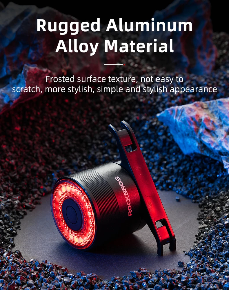 Zadnja luč za kolo z inteligentnim zavornih sistemom Rockbros Q3, črna