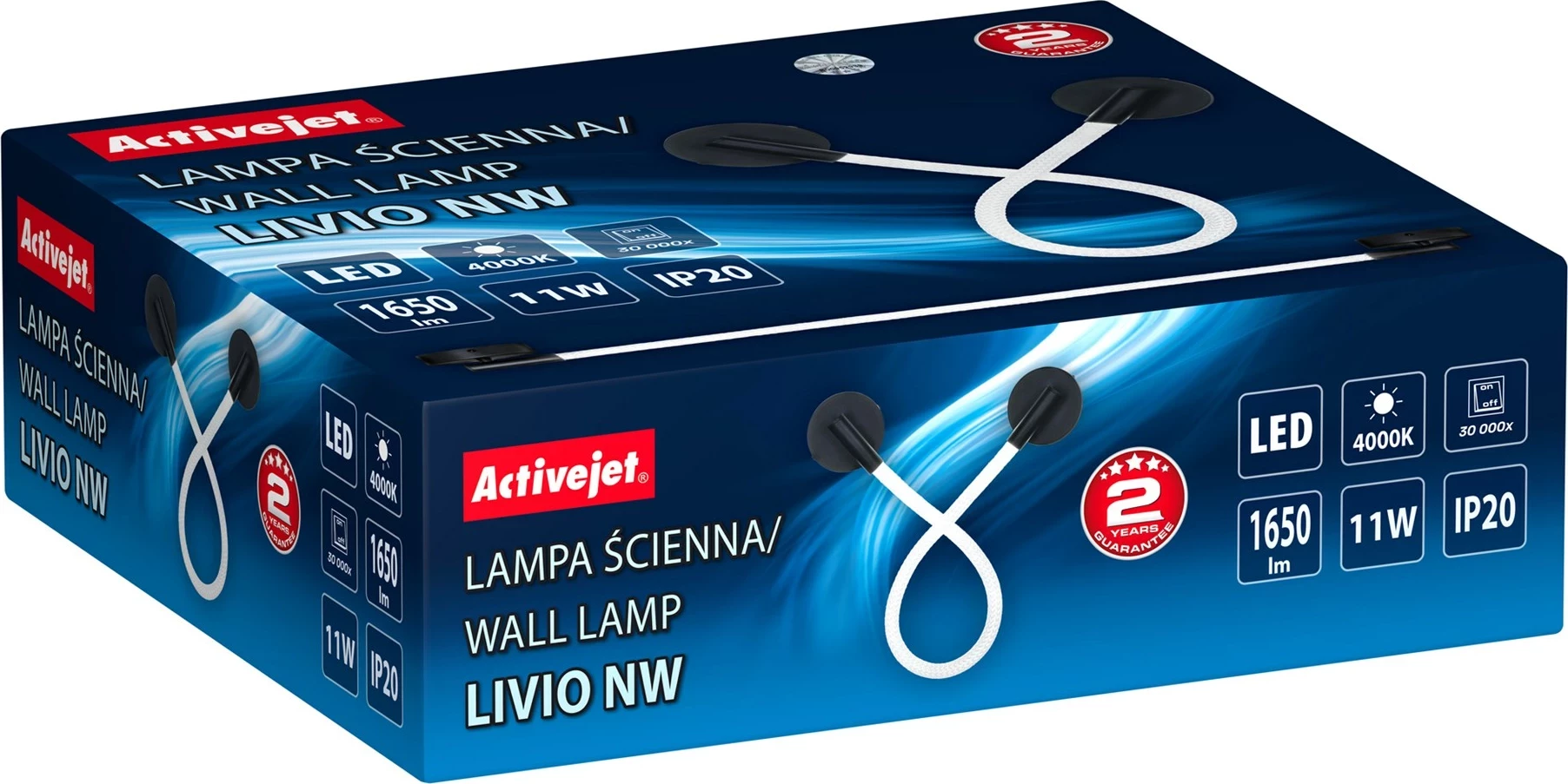 LED stenska svetilka Activejet AJE-LIVIO NW, črna