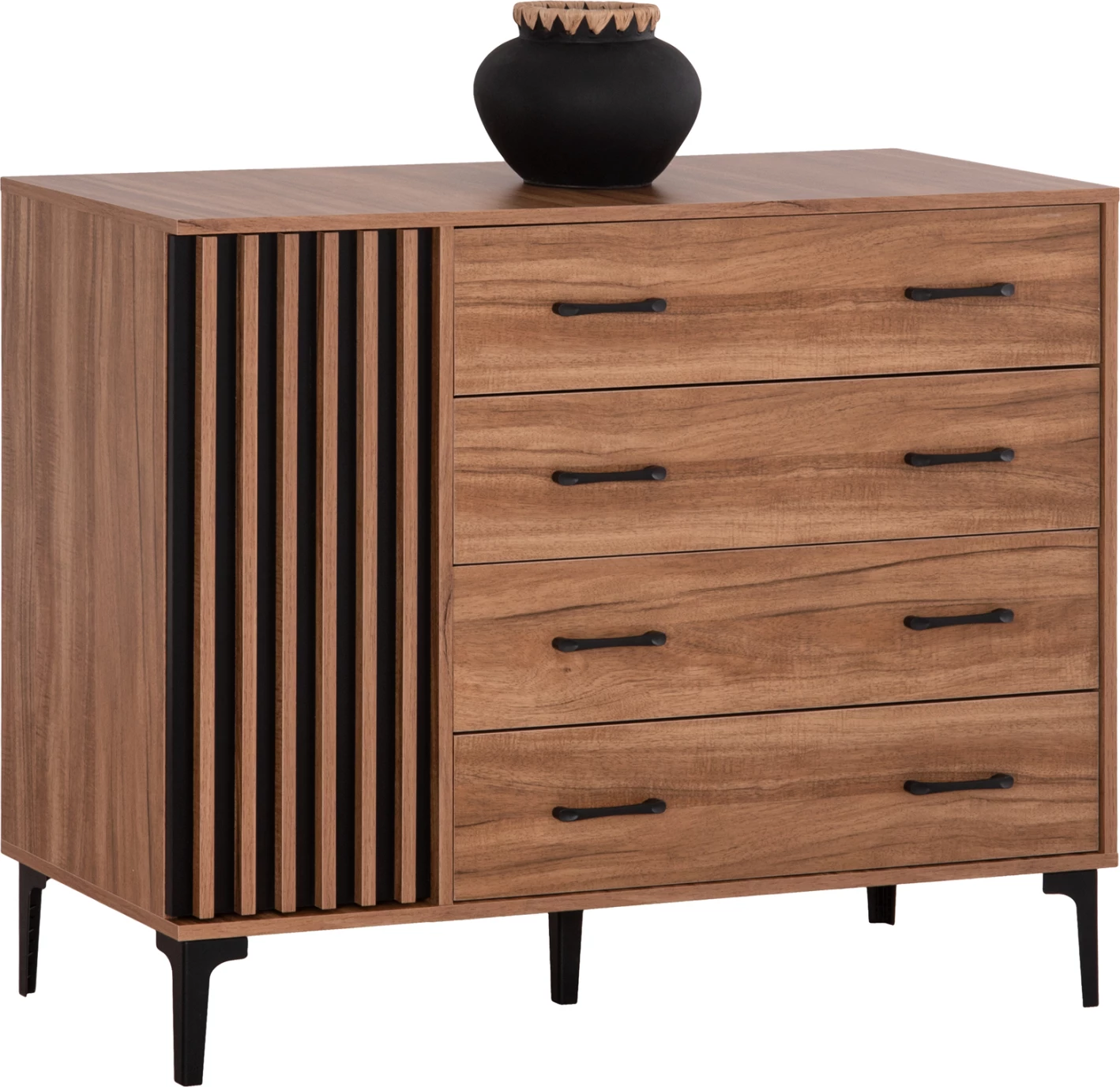 Komoda serije HARRY FH18009.01 melamin v naravni barvi lesa in črni 110x46x87.5Υcm