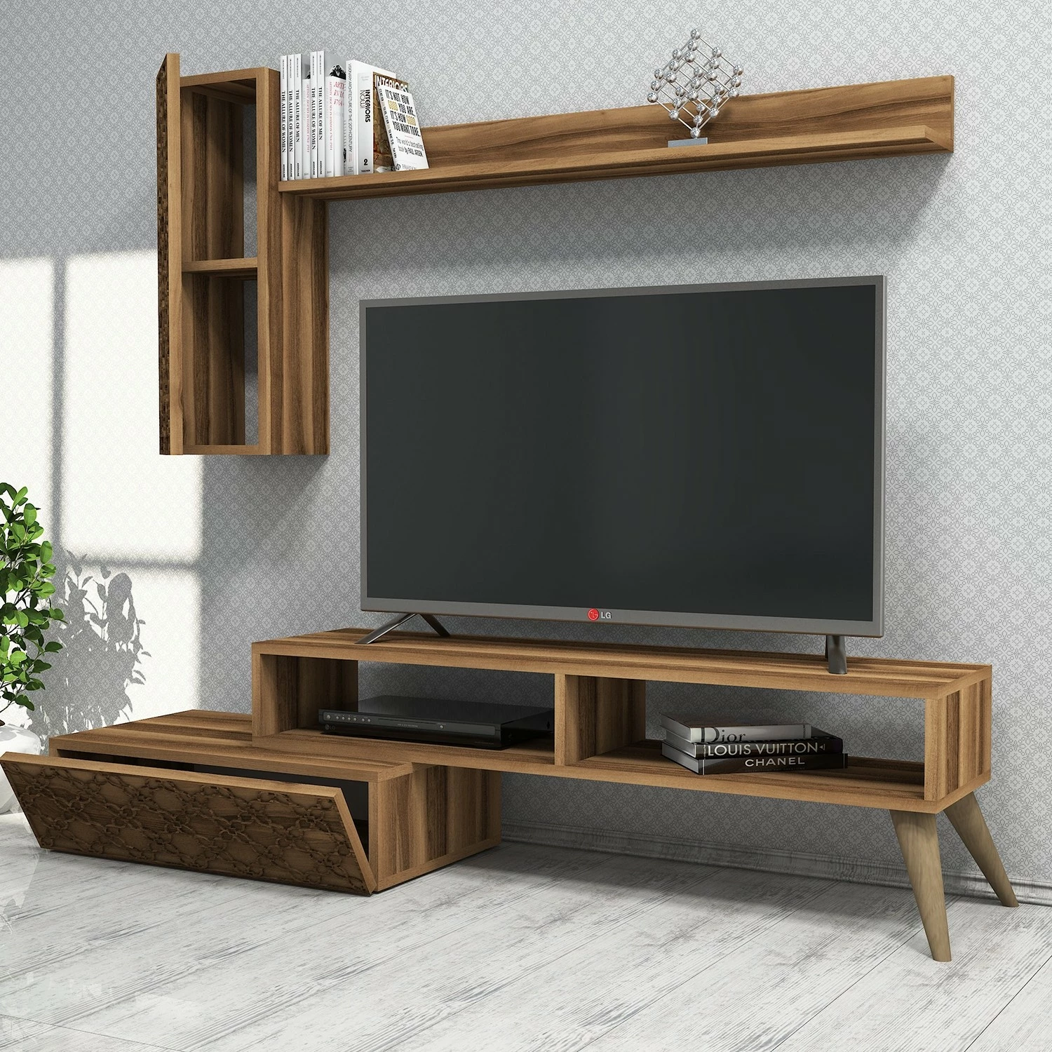 Set komode za TV Planet, Hanah Home, barva oreh