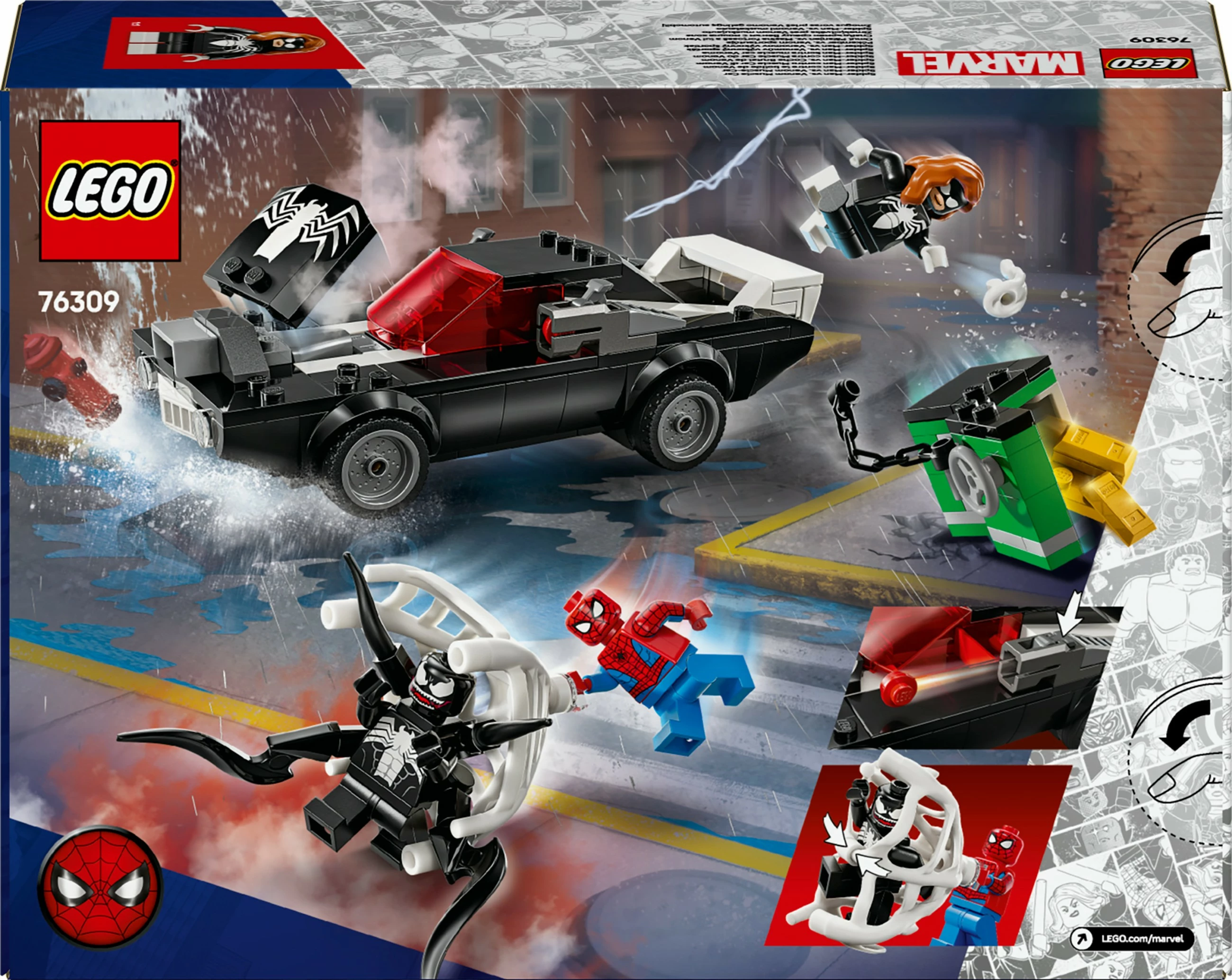 Set za sestavljanje Spider-Man proti Venom Muscle-Car, LEGO Marvel 76309, 254 kosov, večbarven
