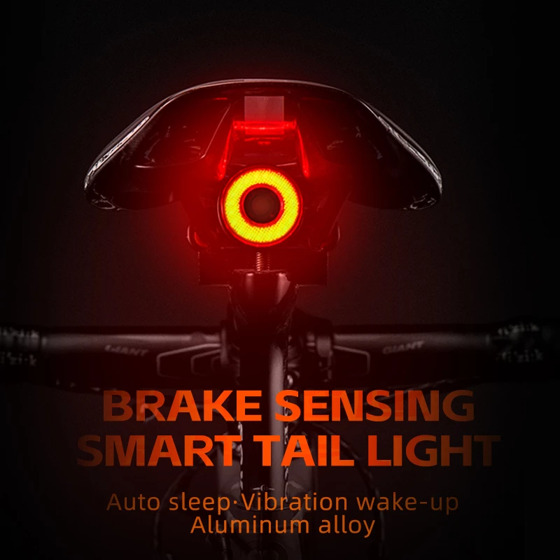 Zadnja kolesarska luč z inteligentnim zavorjenjem Rockbros Q5, črna