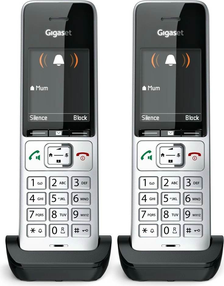 Analogni/DECT telefon COMFORT 500HX duo, Gigaset, žična slušalka, ID klica, 200 stikov, črn, srebrn
