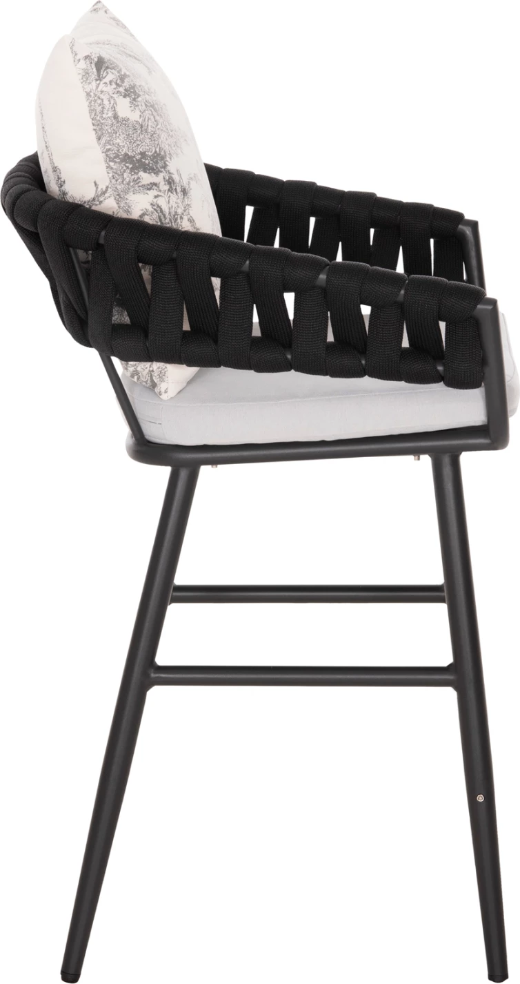 Barski stol aluminij CAMDEN FH6142.01 antracit z ecru hrbtnim vzglavnikom s tiskanim vzorcem 56x60x108Hcm