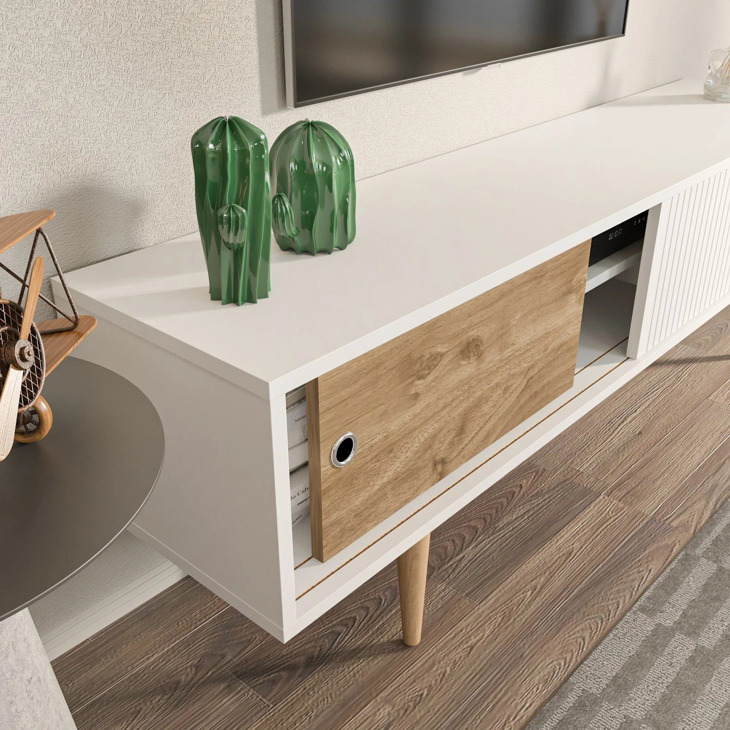 Komoda za TV Ecrin, Hanah Home, bela in oreh